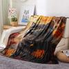 Maple Leaf Cat  Print Flannel Blanket, High quality Comfortable for All Seasons, Home Decor, Warmth and Comfort