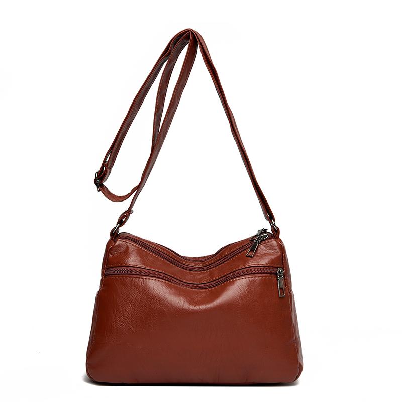 PU Umhängetasche Damen Schultertasche Mehrere Fächer Tasche für Mütter mittleren Alters