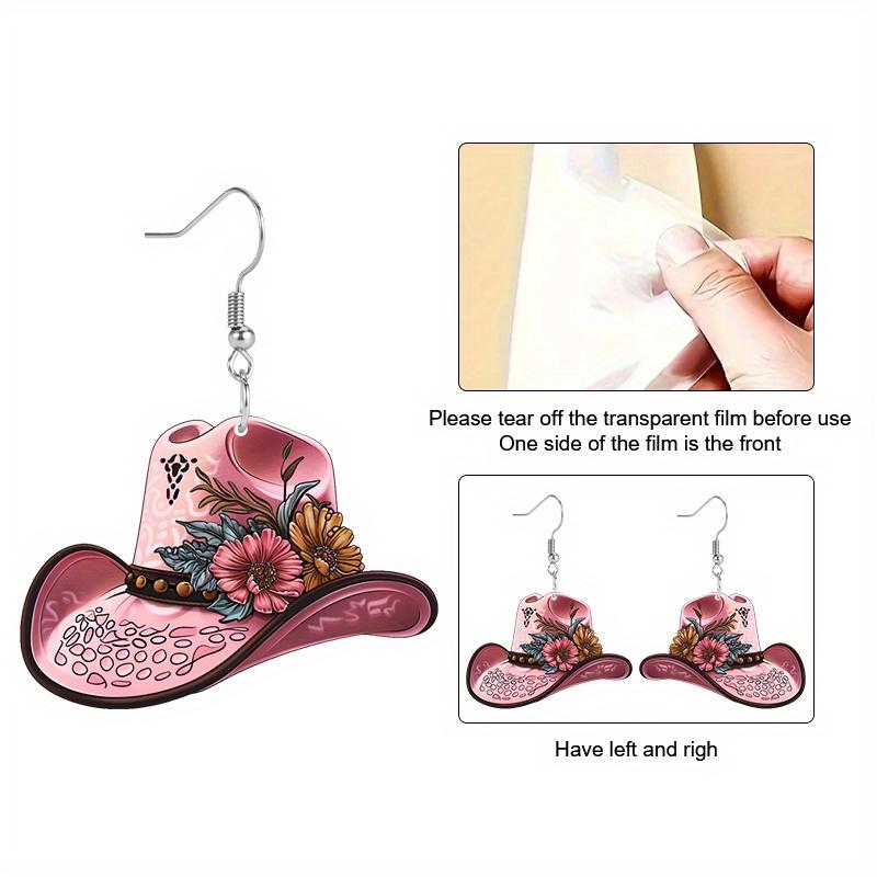 Western Style Colorful Flowers Cowboy Hat Acrylic Earrings Elegant Personality Earrings Jewelry for Women Daily Wear Holiday Gifts