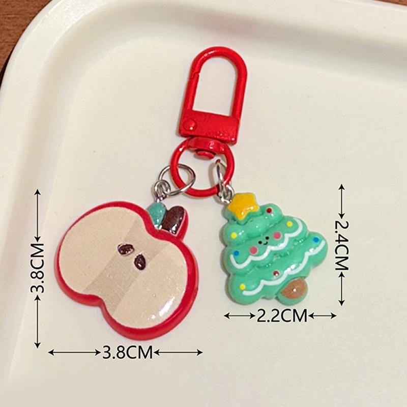 1/5Pcs Christmas Cute Red Apple Keychain Girls Cartoon Bag Pendant Car Keyring Funny Backpack Accessory For Best Friend Gift