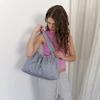 leopard satin reversible bag - mist blue
