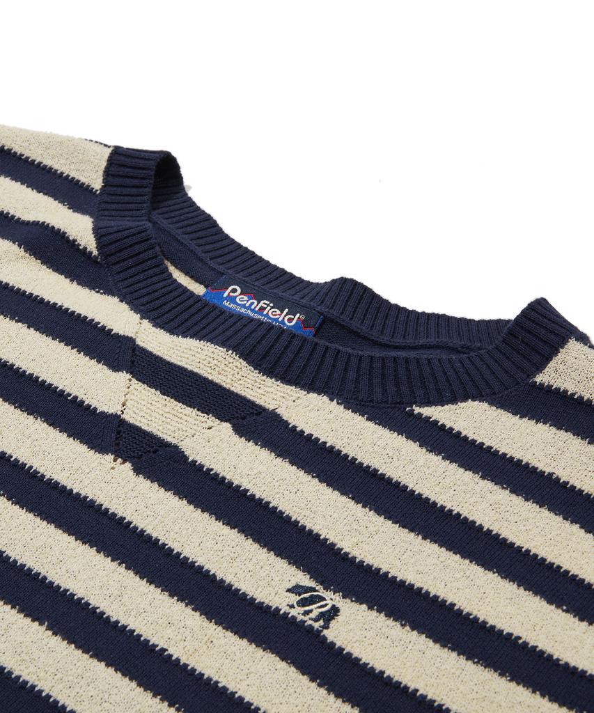 PENFIELD Round Neck Striped Short Sleeve Knit Navy_Fs2Nt60U