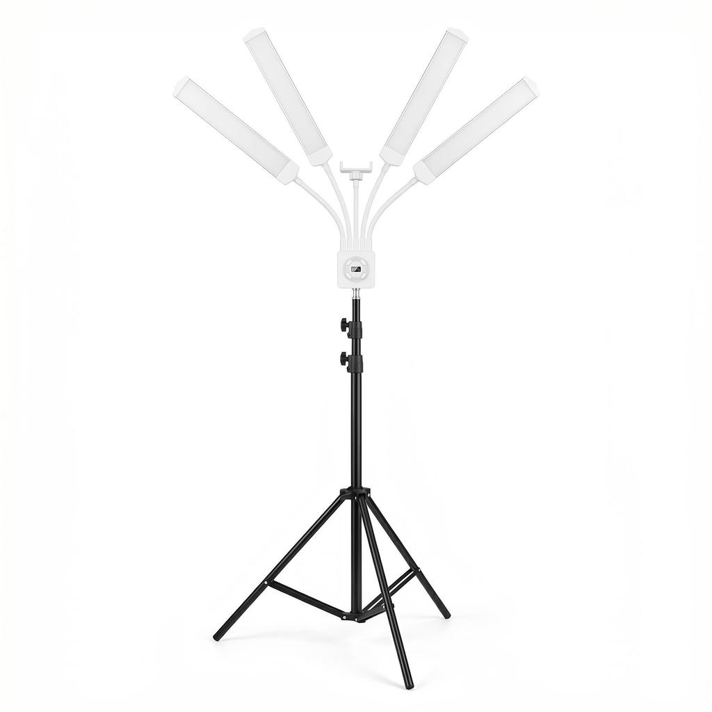Luce LED Flessibile a 4 Bracci 3200K 5600K Rotazione a 360 gradi Luce di Riempimento Dimmerabile per Fotografia Live Streaming