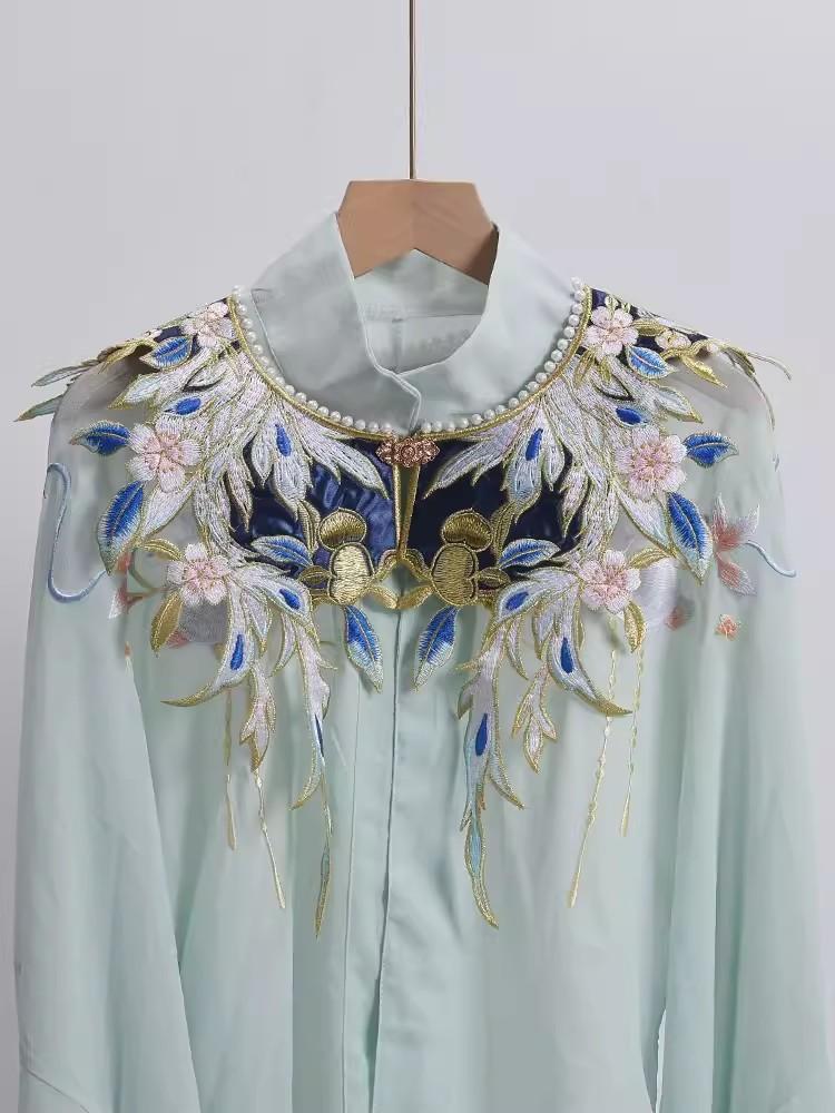 Women's Spring Summer Vintage Embroidery Pashmina Female  Shawl Cloak Pearl Collar R657