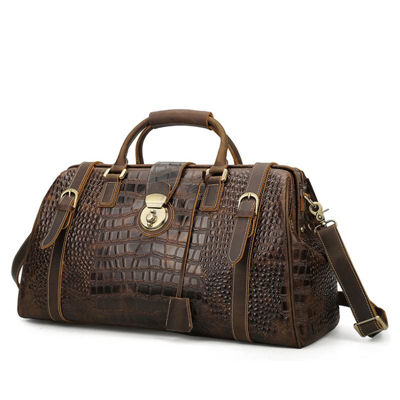 

New Arrival Male Crocodile Leather Travel Bag Men Handbag With Shoulder Strap Travelling Bag Luxury Design Alligator Trolley Bag
