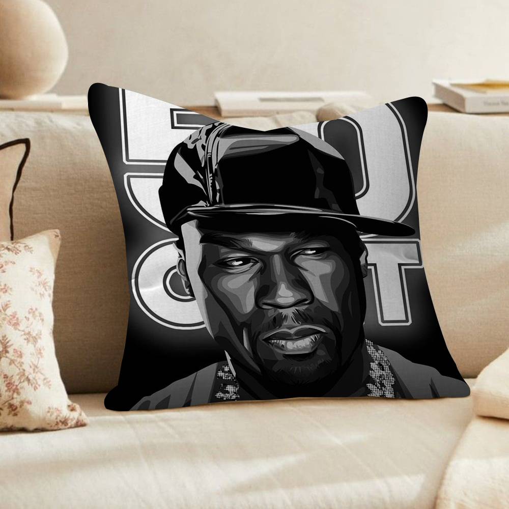 

Cent American Hit Pop Hip Hop Rapper Music Cushion Cover Car Throw Pillow Case For Sofa Car Christmas Gift 30x30 cm