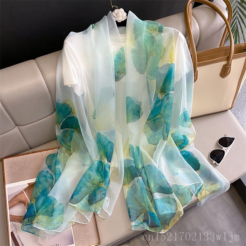 New Spring Large Female Summer Silk Thin Hijab Wraps Women Elegant Floral Scarf Shawl Pashmina Beach Stoles Bufanda Foulard
