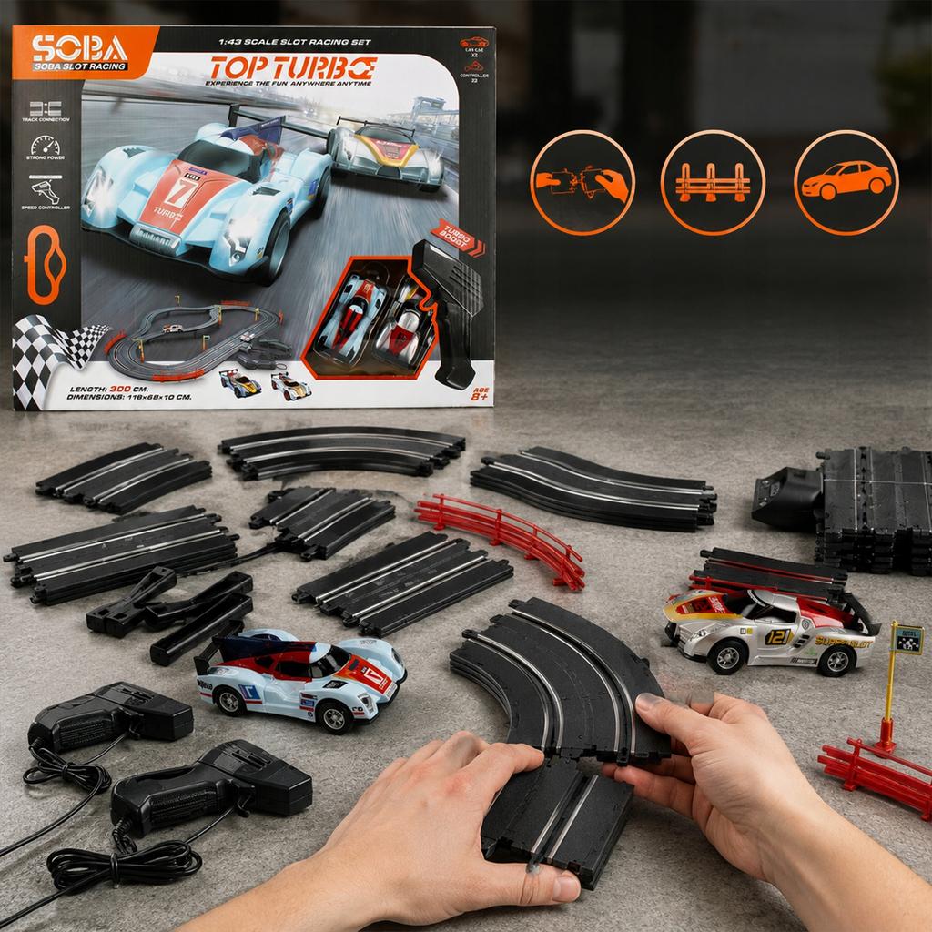 [5] Electric car race track 2x cars 2x remote control 300cm Z3400