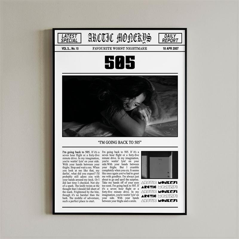 Retro Arctic Monkeys Newspaper Poster Aesthetics Rock Singer AM 505 Rapper Canvas Painting Print Wall Art Mural Home Room Decor