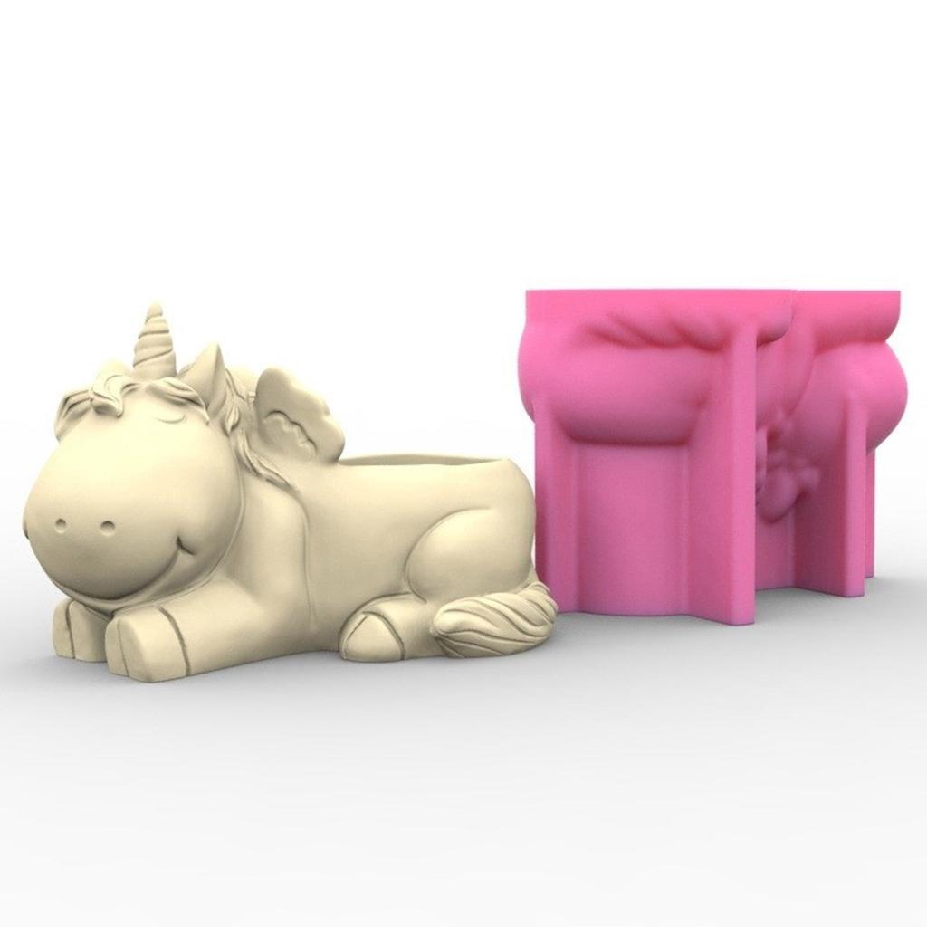 Silikonform mit Einhörnern, Blumentöpfe, Sukkulenten-Pflanzgefäßformen, DIY-Bastelharzform, Schmuckaufbewahrungsbox-Form, Wohndekoration