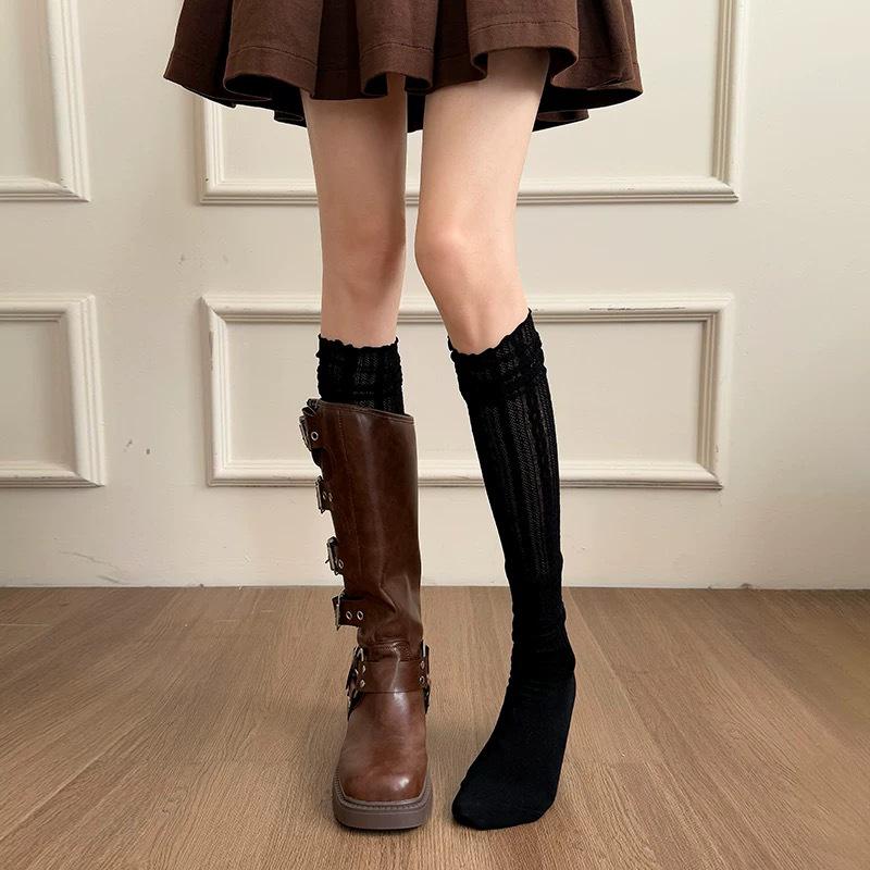 Women's White Lace Stacked Leg Warmers for Layering with Long Boots