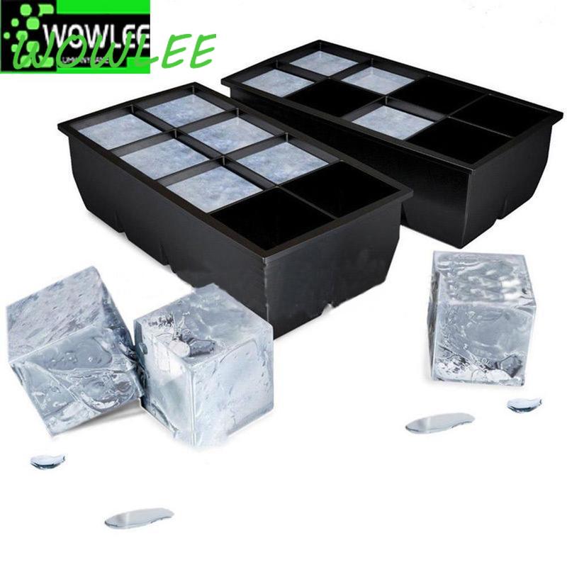 Livsmedelsgodkänd Silikon Iskubsform, Jumbo Stor Fyrkantig Bricka, DIY Form, Svart Form, Köksaccessoarer, 8 Stora Fack