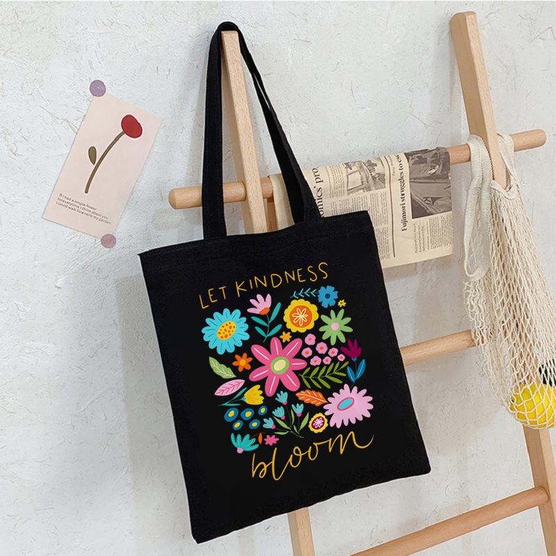 Floral Print Canvas Bag Casual Handbag Women Large Capacity