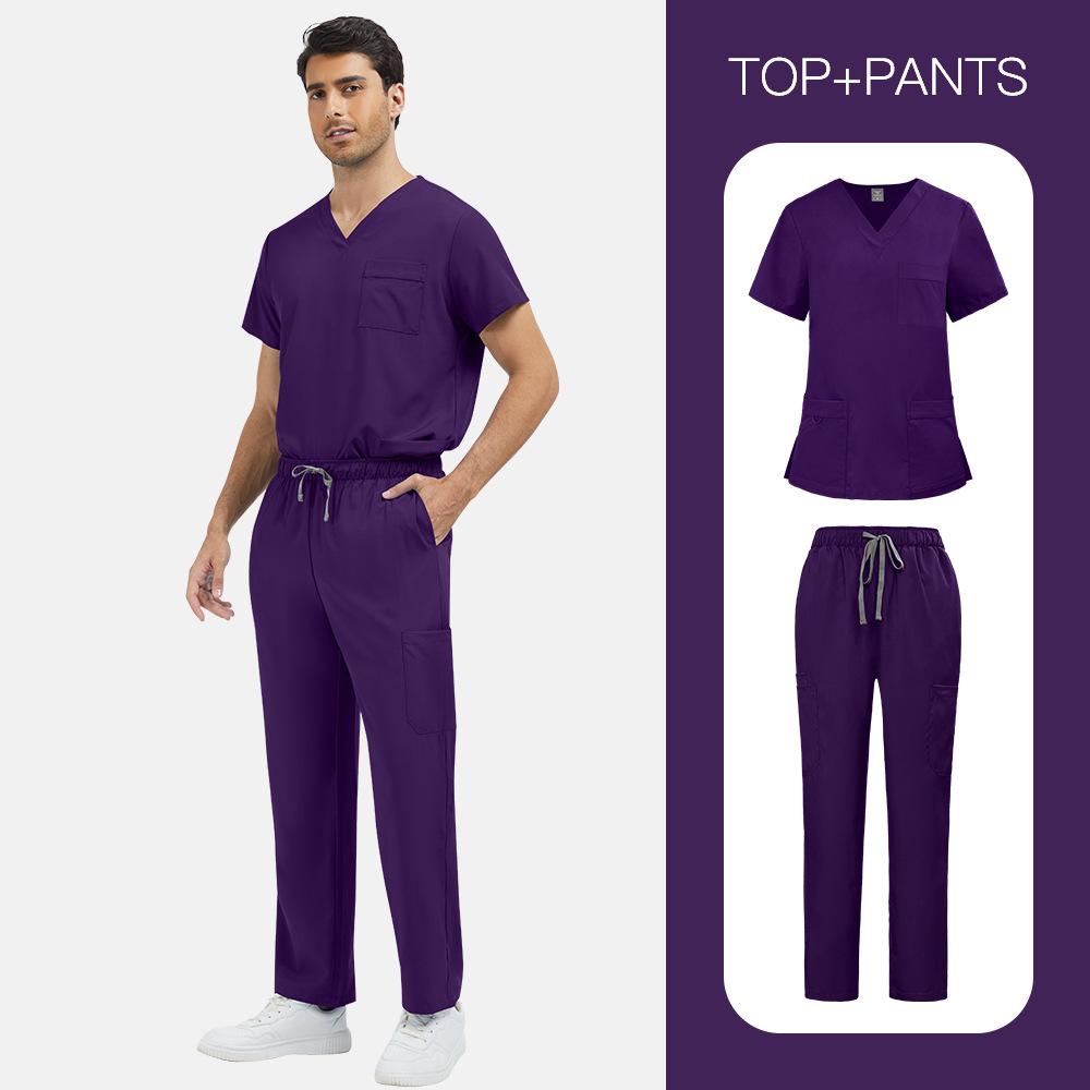 Unisex Quick-drying V-neck Scrub Suit for Nurses