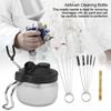 Airbrush Cleaning Pot Holder Paint Jar Bottle Clean Needle Nozzle Brush Set
