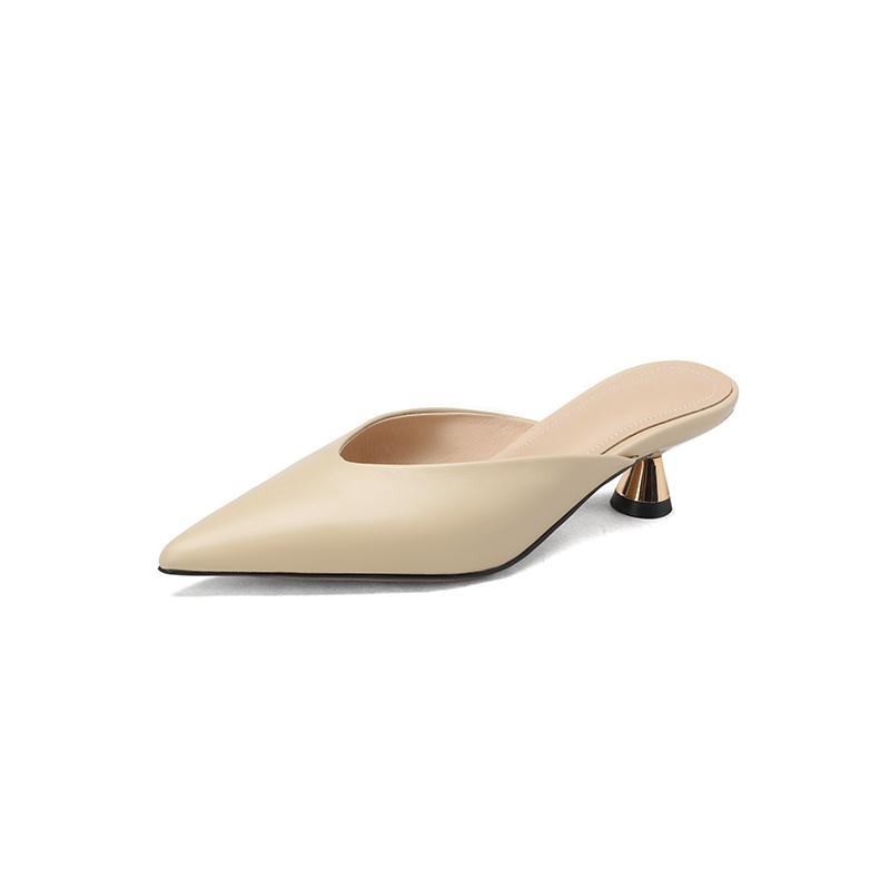Fashion 2025 New Summer Outside Women Slippers Shoes for Women Point Toe Concise Modern Slippers Chunky Heel Women Mules Solid Slippers
