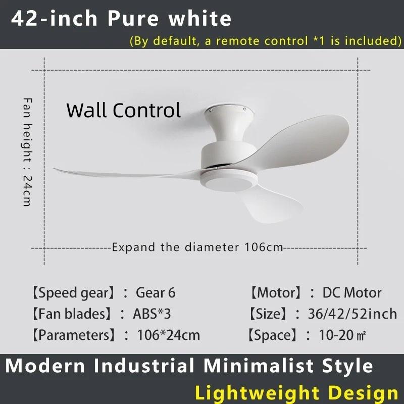 36-52" No-Light Design Multi-Space Use Electric Fan Low-Profile Flush Mount Ceiling Fan Remote Control Industrial Vintage Fan