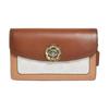 Crossbody Bag Parker 19 Camellia Chain Colorblock Turnlock Closure Coated Canvas and Refined Calfskin Shoulder Small Women's Brown