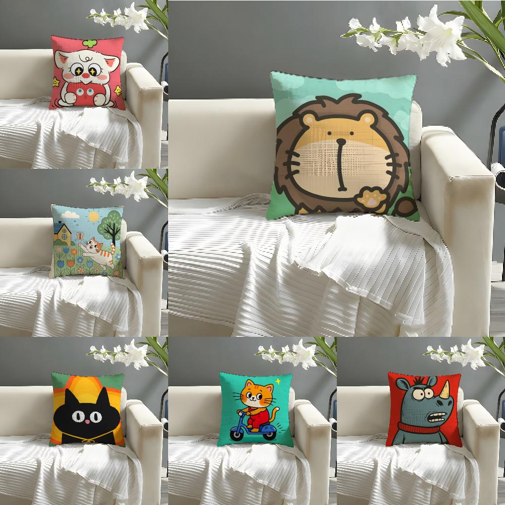 Funny And Quirky Party Animals Pillow Case Cotton Linen Fabric Square Zipper Pillowcase Home Decorative Living Room