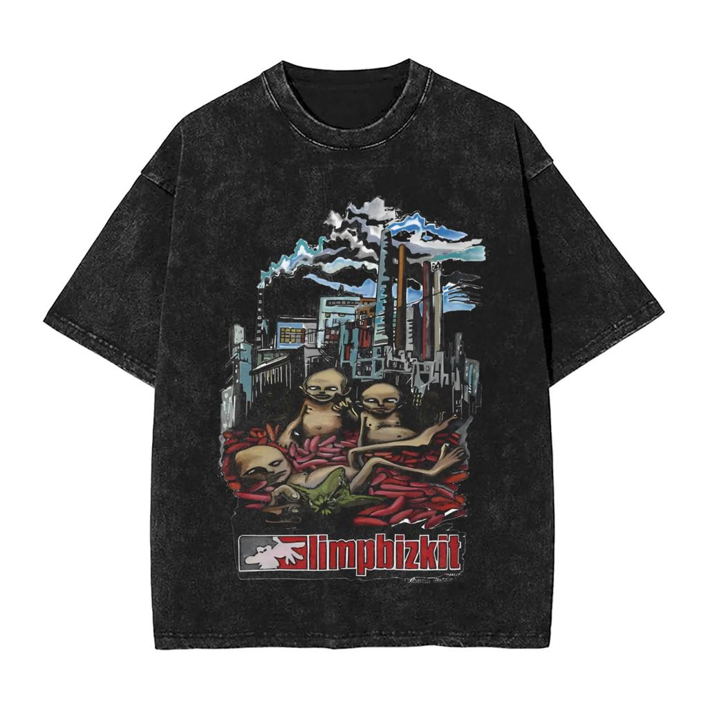 Hot Sale Rap Metal Band Limp Bizkit Graphic Print TShirt Unisex Women Retro Washed Cotton Oversized Streetwear Fashion Summer Tee