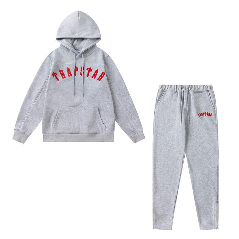 Ensemble Décontracté Hoodie Rouge/Noir Tête de Tigre Brodé Homme & Couple Trapstar Européen & Américain avec Pantalon Long