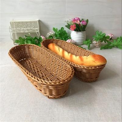 Wicker Woven Basket Bread Tray Serving for Food Fruit Cosmetic Storage Tabletop Bathroom Storage Organizer