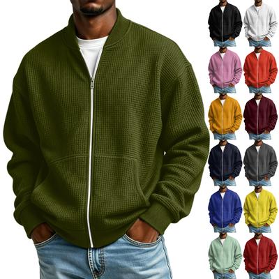 Men's Casual Zip Up Knit Cardigan Long Sleeve Color Jacket for Everyday Wear
