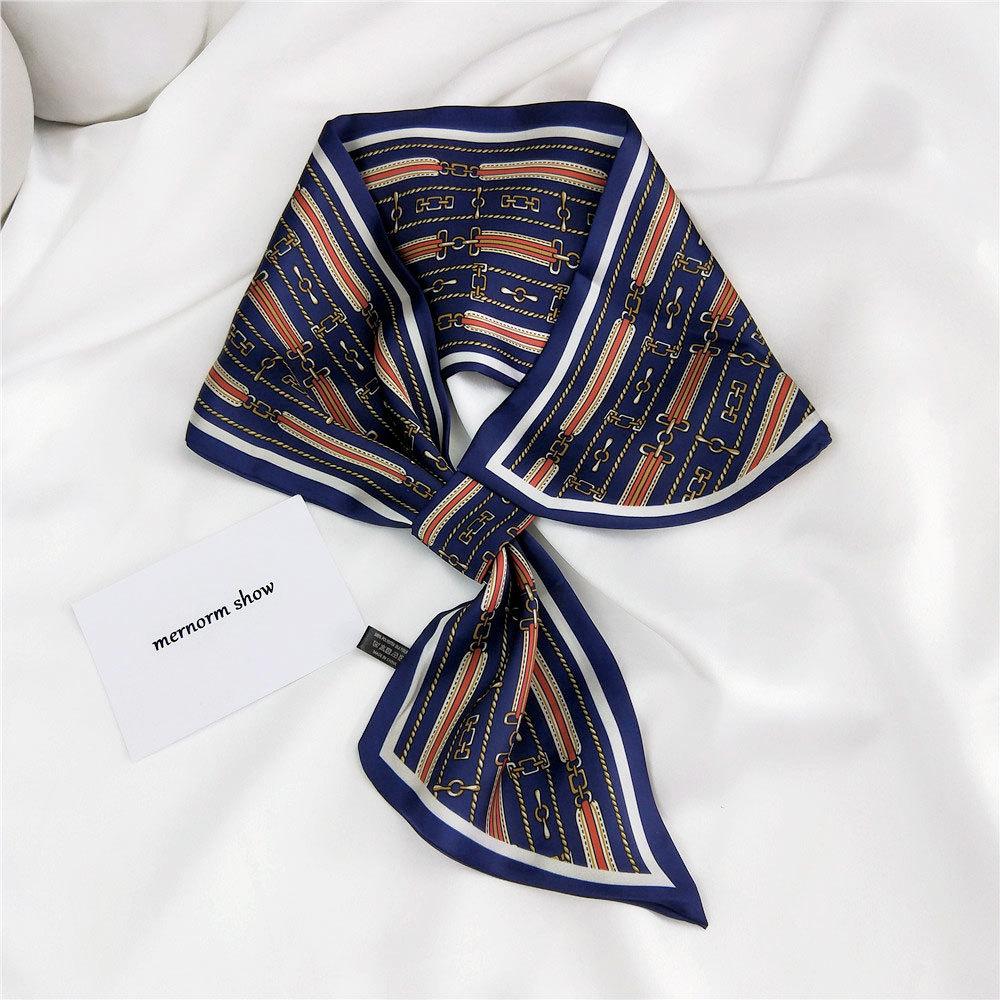 

Новинка 2020 года, роскошный брендовый шелковый шарф, маленькие женские шали и накидки, модный принт, офисные маленькие хиджабы для волос на шею, платки, шарфы