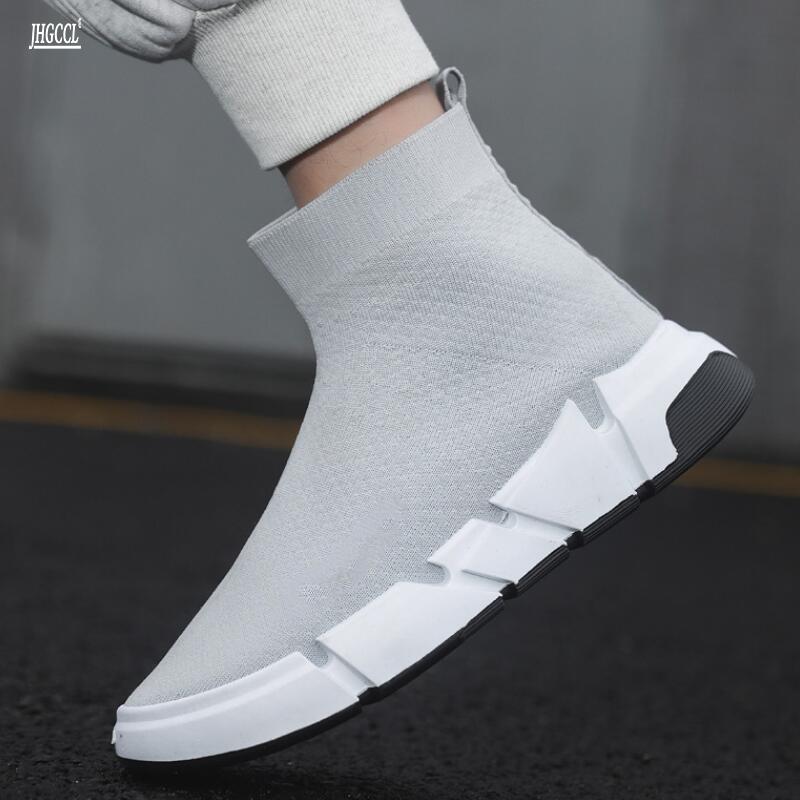 

Модные высокие сетчатые носки-туфли слипоны лоферы мужские трендовые универсальные спортивные туфли 3 38 серый