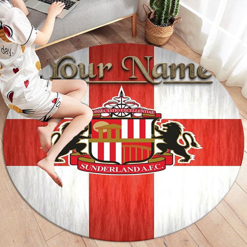 Sunderland A.F Custom Name Round Area Rug,Carpet Rug for Living Room Bedroom Sofa Playroom Decor,Non-slip Floor Mat
