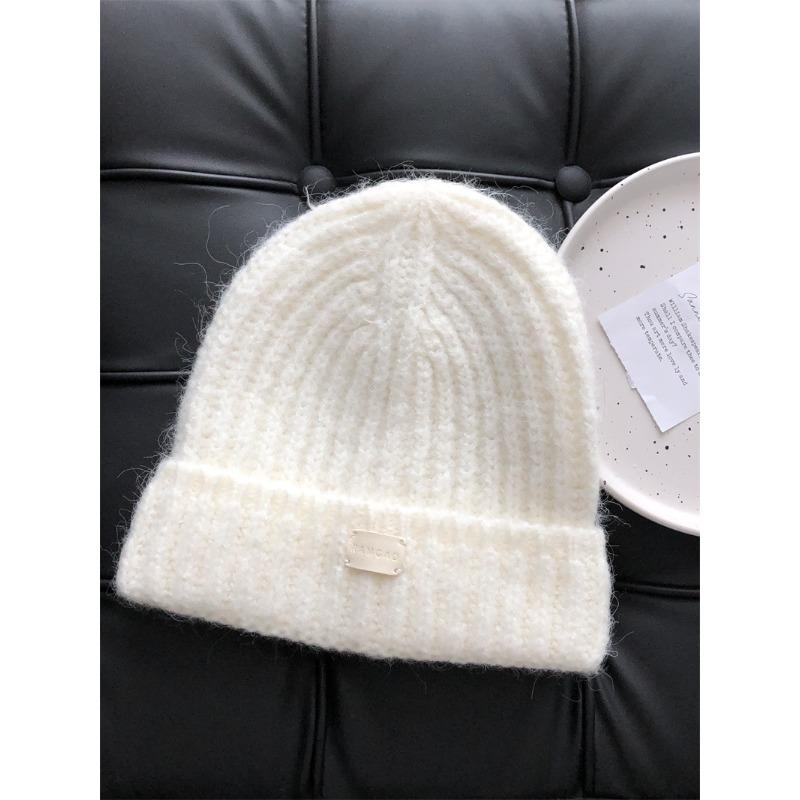 Japanese Style Small Blue Knitted Hat with Large Head Circumference and Face Women's Autumn and Winter Ear Protection Warm Woolen Hat for Men