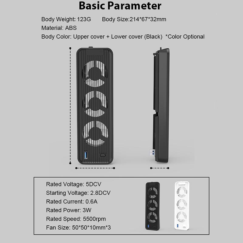 For PS5 Game Console ABS Cooling Fan 2-Gear Wind Heat Dissipation USB Fan Cooler
