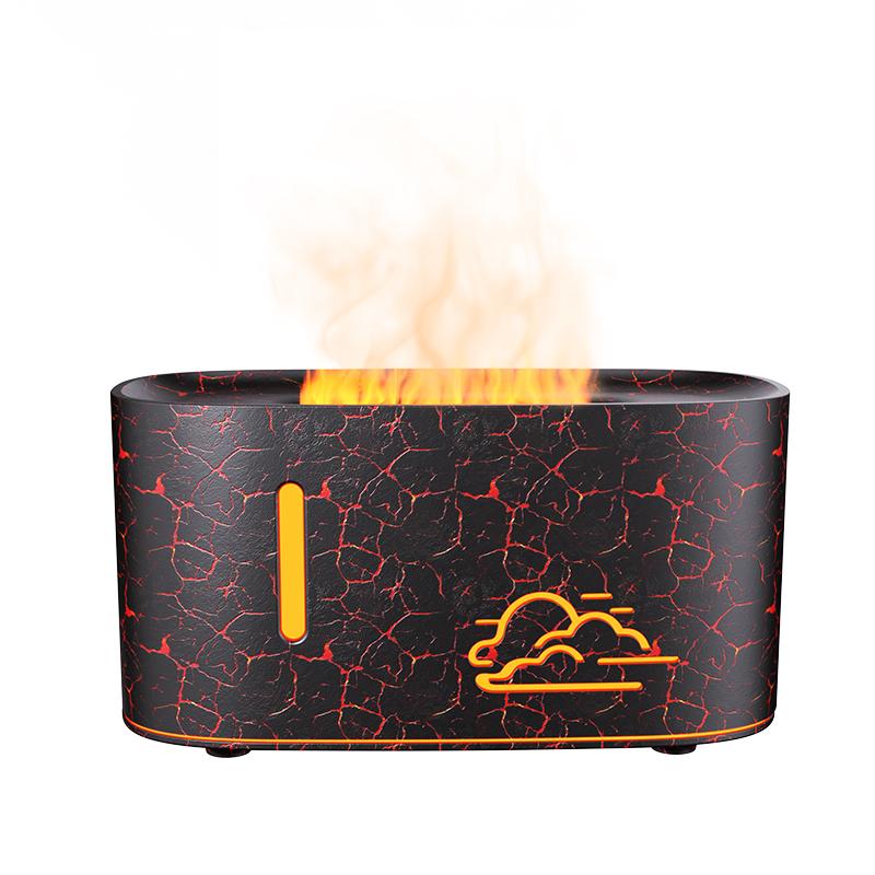 Diffuseur d'arômes à flamme vacillante - Brume automatique, Compact pour la maison/l'hôtel, Diffuseur d'huiles essentielles à grain de bois craquelé