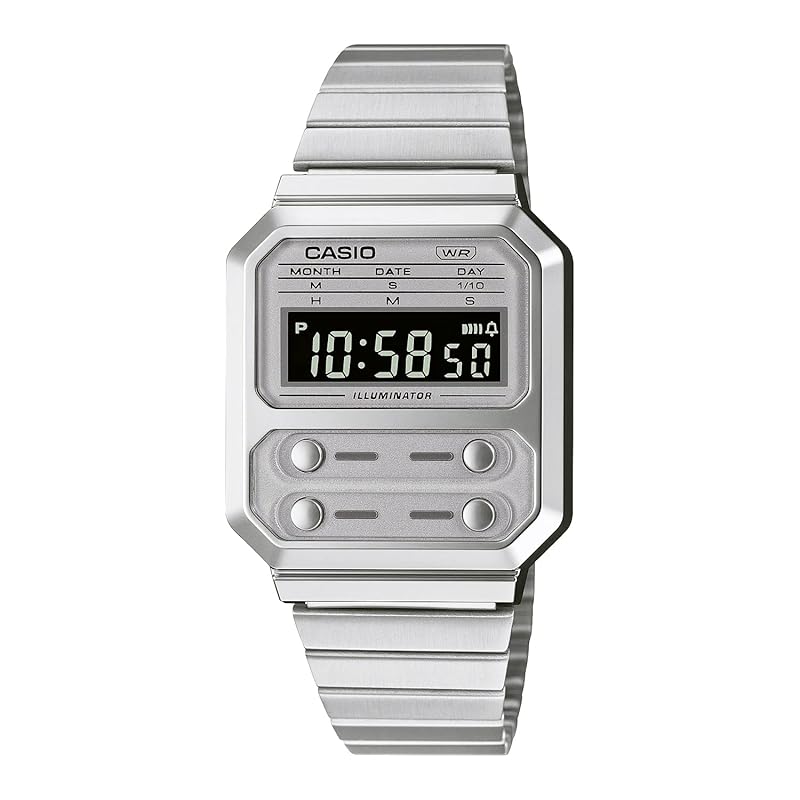 

[Casio] CASIO digital watch Reprint design A100WE-7B men s overseas model Silver x gray [product]