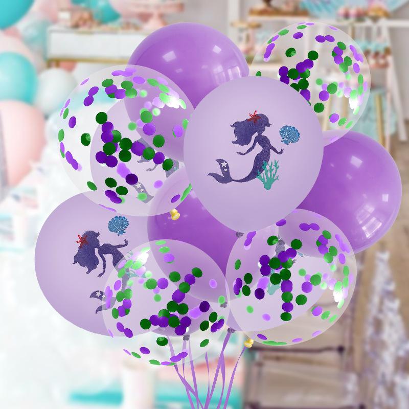 23Pcs Mermaid Print Latex Balloon Aluminum Film Fishtail Sequins Birthday Flag Party Scene Arrangement