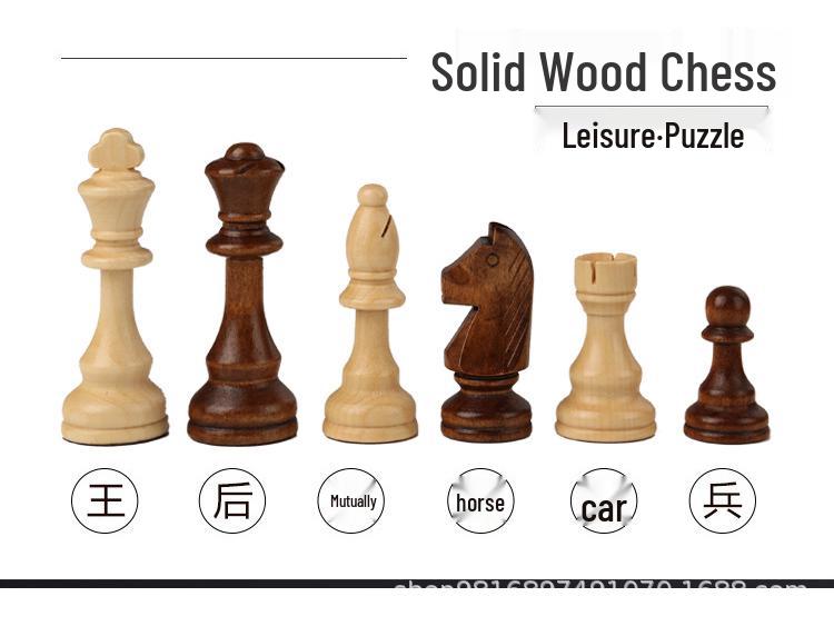 High-End Large Solid Wood Folding Chess Set for Children
