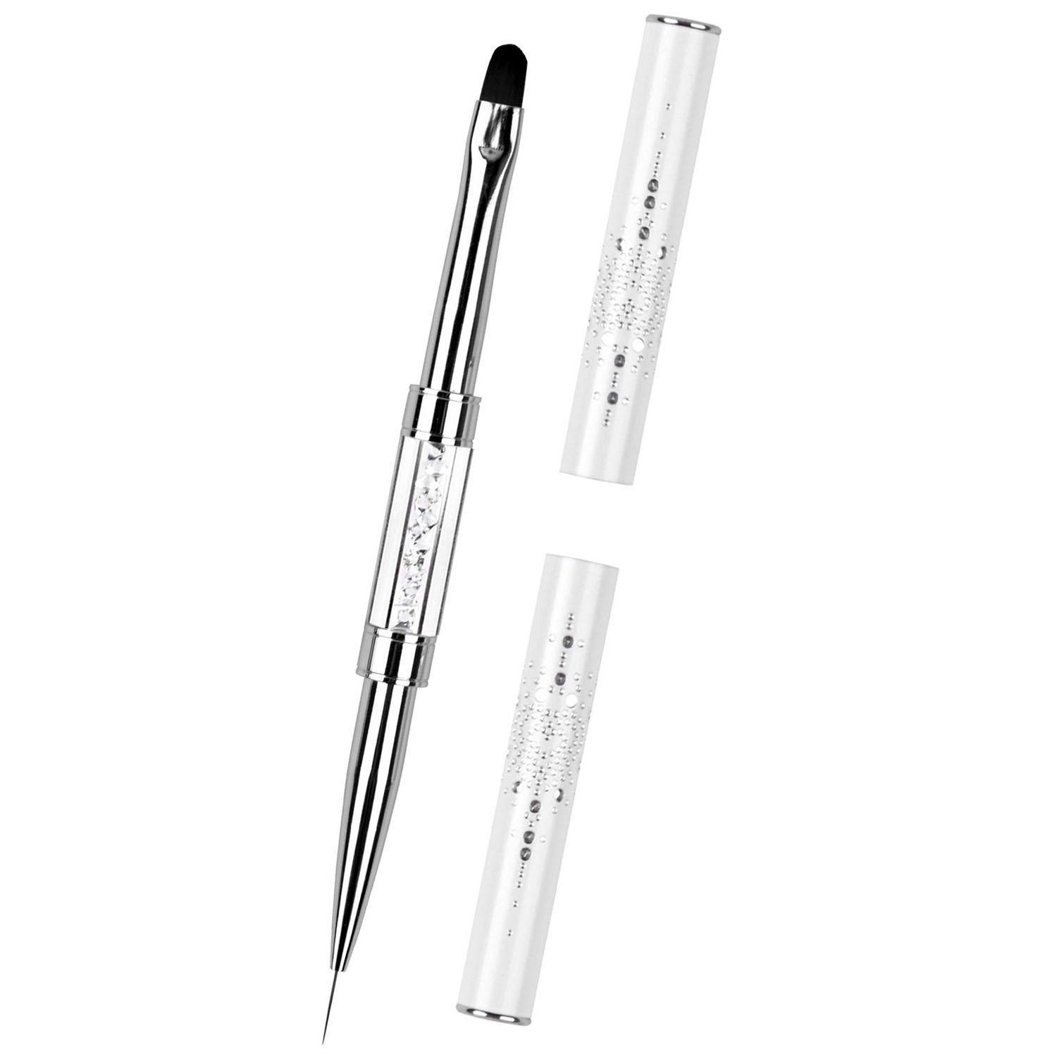 Dual-ended Nail Design Brush Rhinestone Handle UV Gel Nail Brush Professional Nail Art Tools