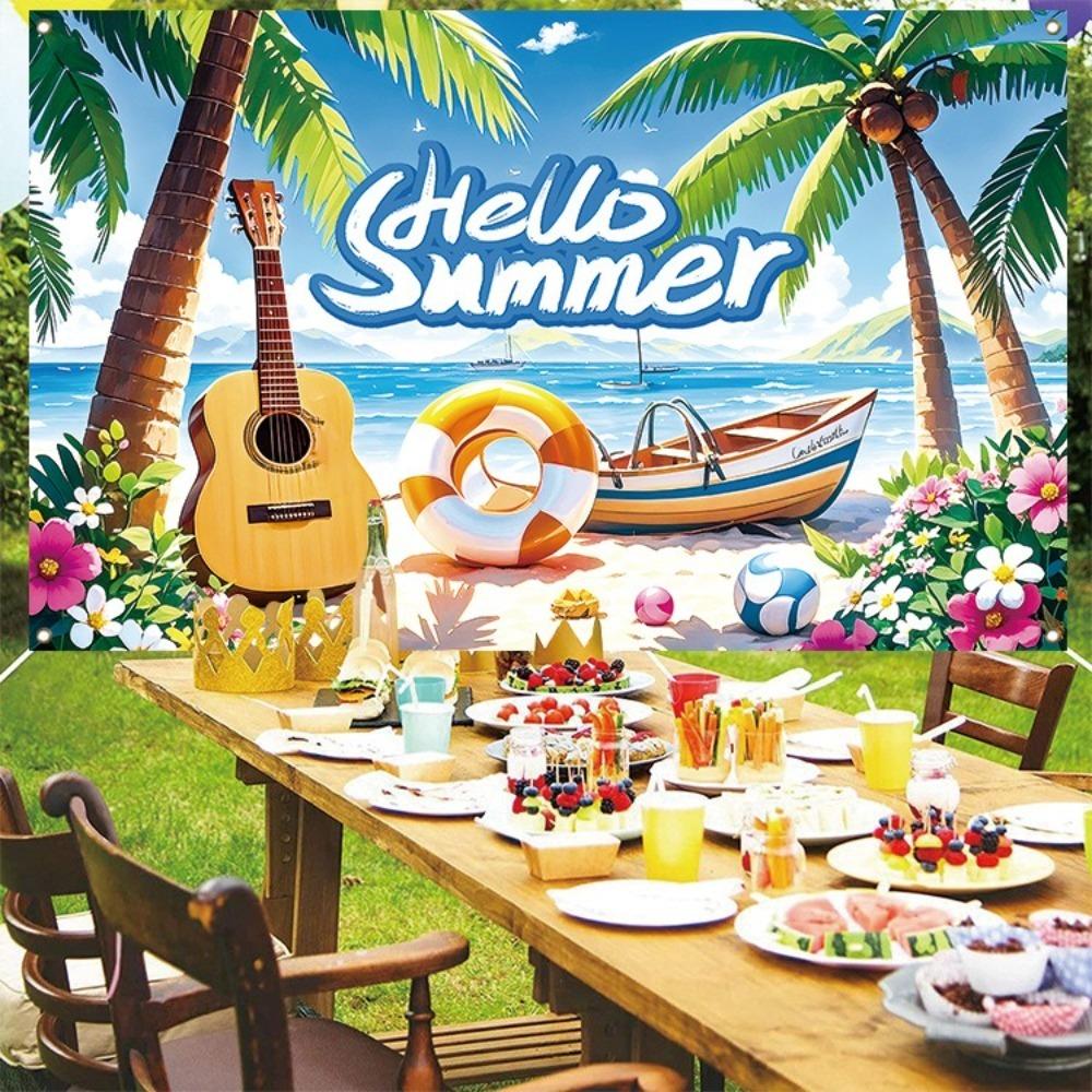 Lifebuoy Summer Pool Party Backdrop Tropical Theme Party Hanging Banner  Summer Holiday