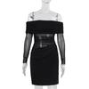 Fall Women's Dress Socialite Style One Line Shoulder Mesh Sexy Mini Short Dress
