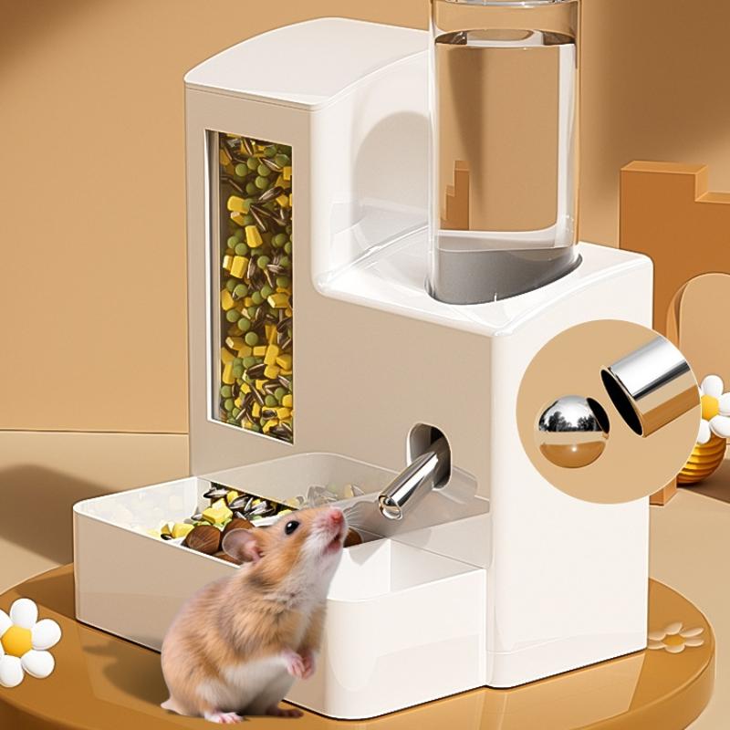 2-in-1 Automatic Hamster Automatic Feeder Water Dispenser Multi-functional Small Pets Drinking And Feeding Food Container