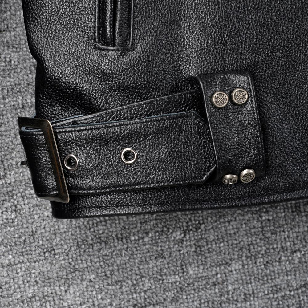 Motorcycle Jacket Men Genuine Cow Leather Jackets Slim Short Men's Cowhide Coat Autumn Biker Jacket Moto Riding Clothing Spring