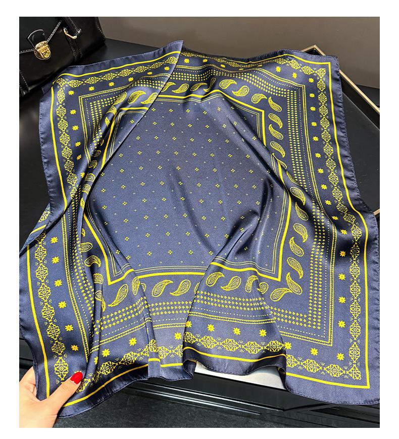 70cm Square Women's Scarf 1 PC Satin Bandanna Bag Scarf Head Band Fashion Paisley Print Hair Shawl Wrap Female Neckerchief Hijab