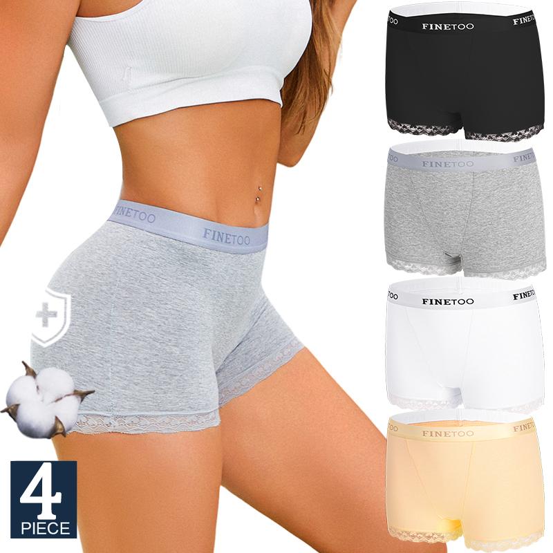 4Pcs Women's Lace Panties Cotton boxer briefs Seamless Sports Boxers Underwear Female Briefs Lingerie Intimate Underpant
