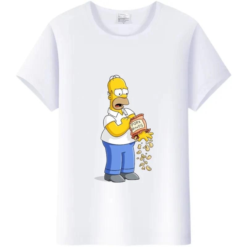 Casual Disney Cartoon Simpson Harajuku T-shirt Summer Blouses Ladies Men White Tees Tops Short Sleeve Blouses Women 90S Tshirt