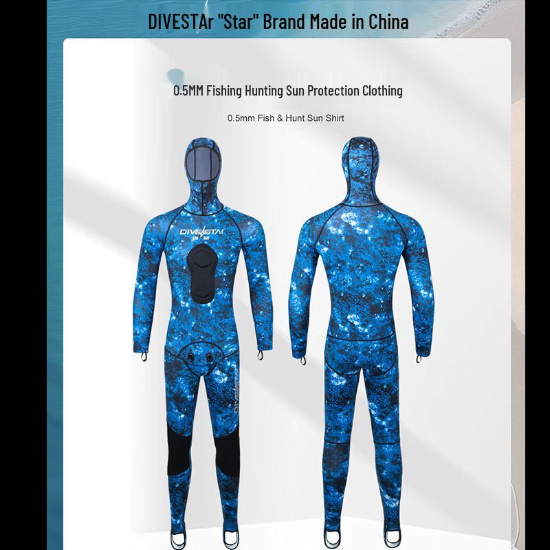 DIVESTAR Men's 0.5mm Neoprene and Lycra Diving/Spearfishing Wetsuit