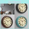 Wand-Retro-Uhr Runde Form Zuhause Wohnzimmer Arbeitszimmer Dekorationszubehör