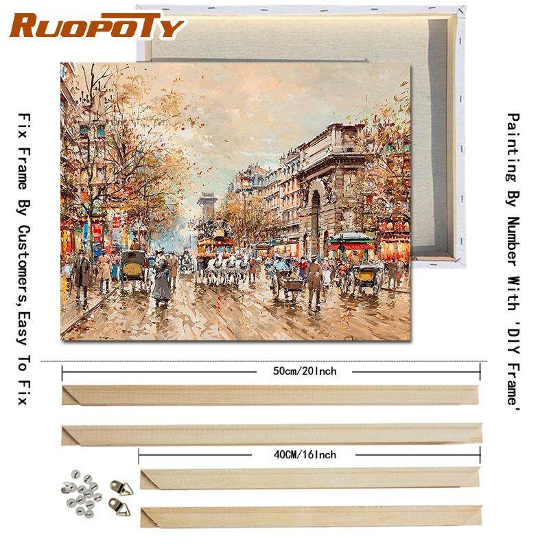 

Ruopoty Городской Пейзаж DIY Картина Маслом Ручная Роспись Холст Картина Для Стены Искусства DIY Картина По Номерам Акриловая Краска С DIY Рамкой Для Домашнего Декора