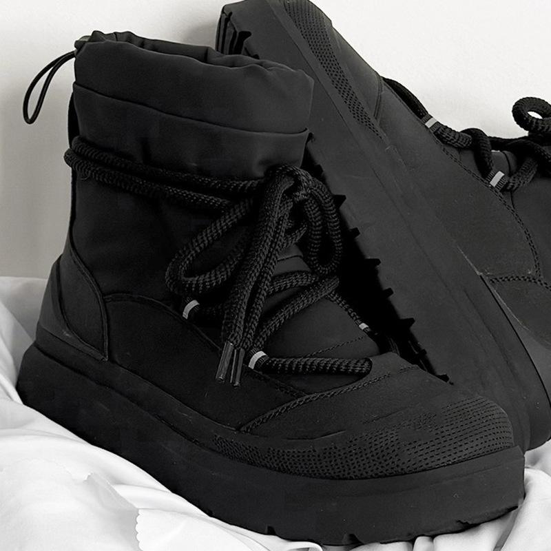 Winter Kurz Einfarbig Herren Plüsch High Top Dickbesohlte Schneestiefel Mode Vielseitig Warm Weich Bequem Haarige Baumwollstiefel