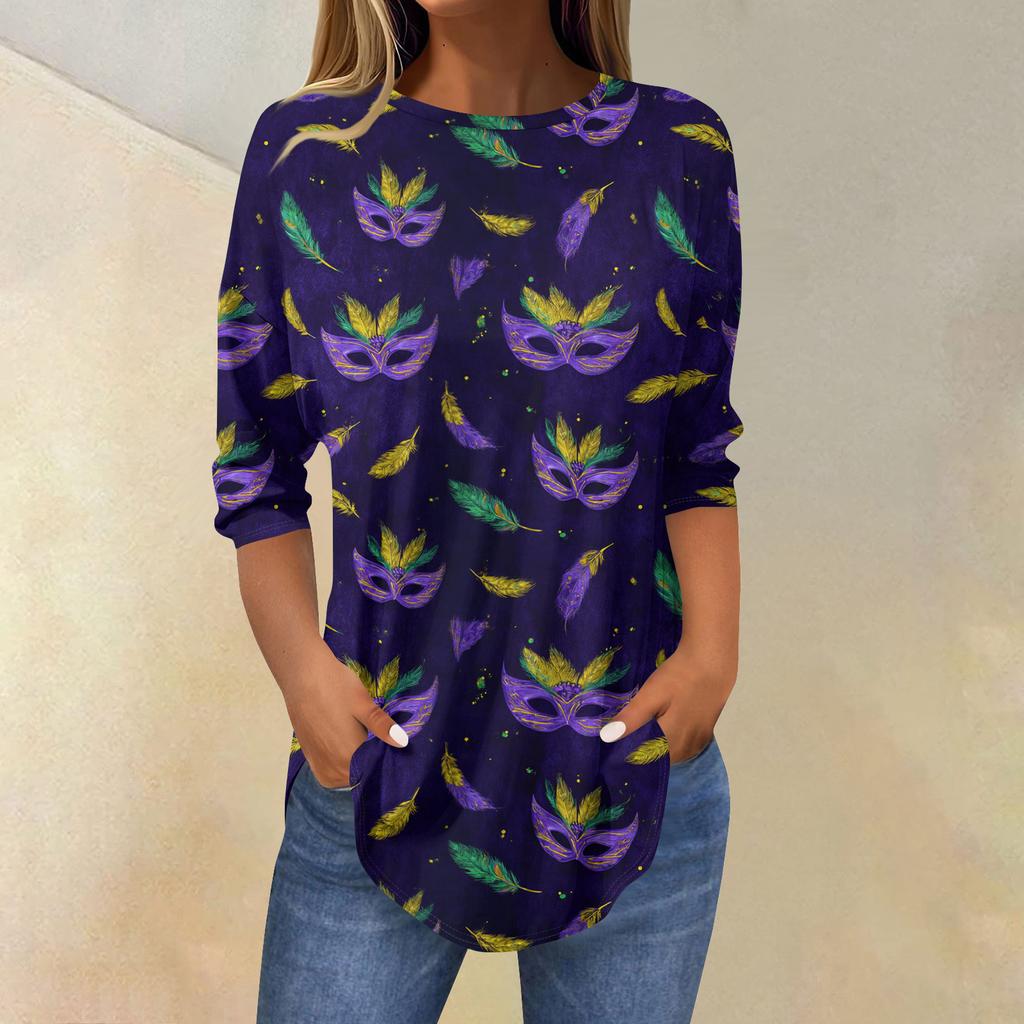 Camisetas para mujer Manga 3/4 Camisas Color Sólido Jersey Verano Primavera Tops Blusas