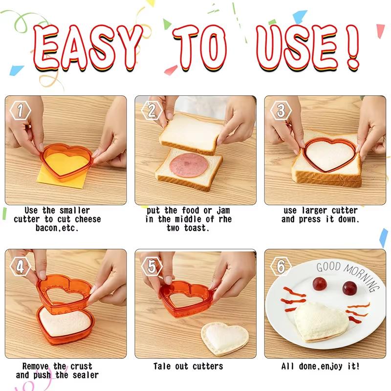 Sandwich Cutter and Sealer Crustless Sandwich Maker PP Sandwich Press Maker Peanut Butter Jelly Crustless Sandwich Cutters YY125